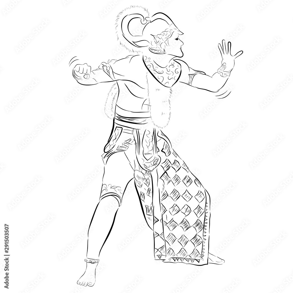simple hand draw sketch vector of hanoman or anumat, god big white monkey from indonesia and india tale simple hand draw sketch vector of hanoman or anumat, god big white monkey from indonesia and india tale
