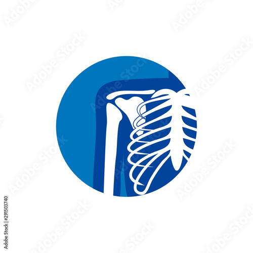 Human bone orthopedic Logo Concept Vector. Bone x-ray image of human joints. Anatomy skeleton flat design Template illustration. Icon Symbol