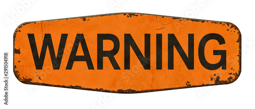 Quadro su tela Vintage tin warning sign on a white background