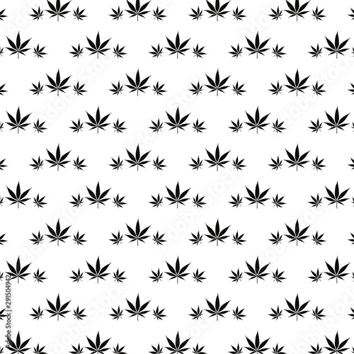Vector seamless monochrome marijuana pattern. Black leaves on white background.