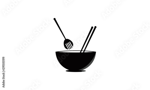 chopsticks noodle at bowl logo
