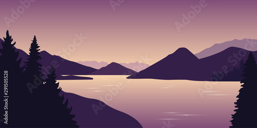 big purple river wildlife nature landscape vector illustration EPS10