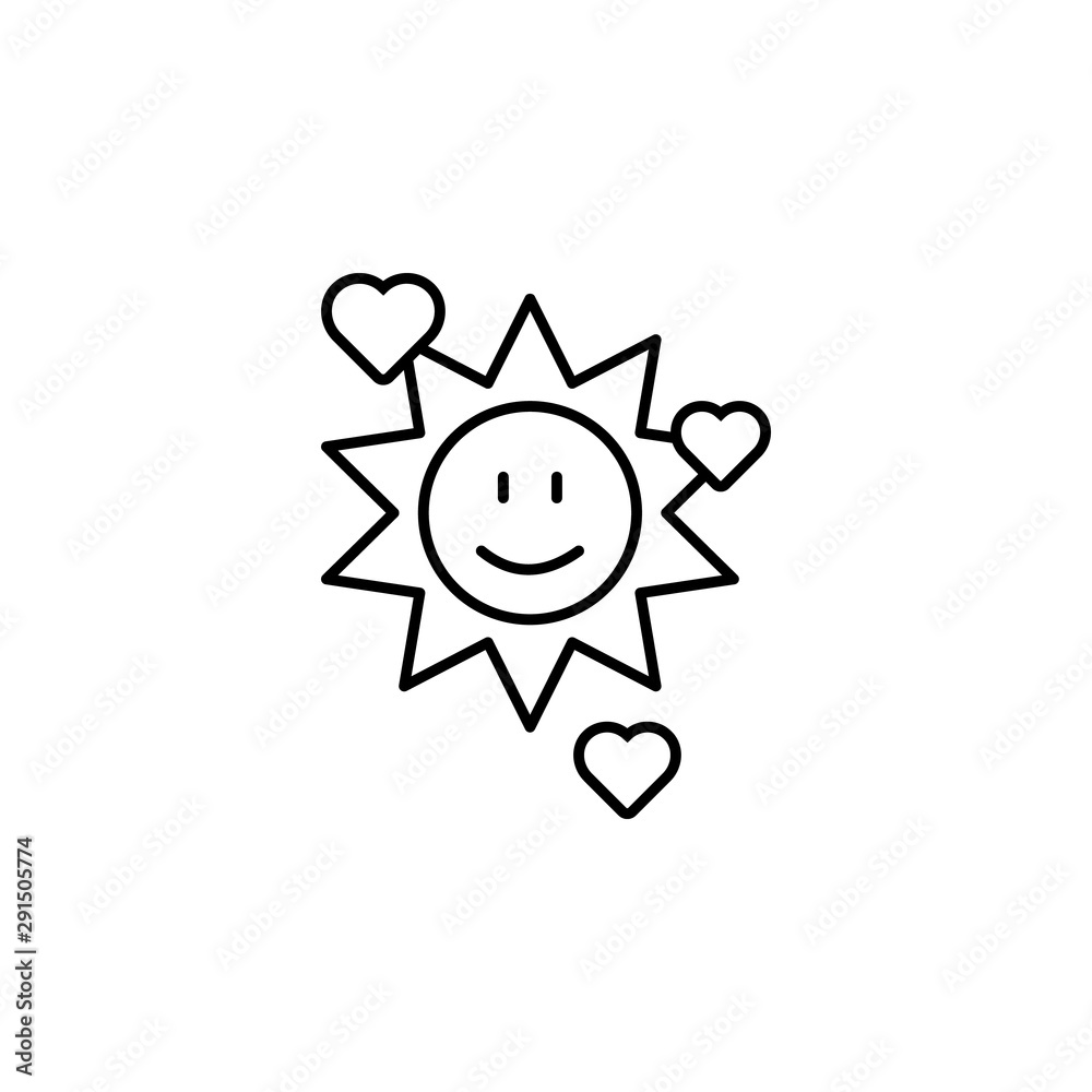 Sun smile hearts icon. Element of peace day thin line icon Sun smile hearts icon. Element of peace day thin line icon