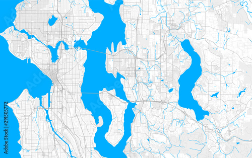 Rich detailed vector map of Bellevue, Washington, USA photo