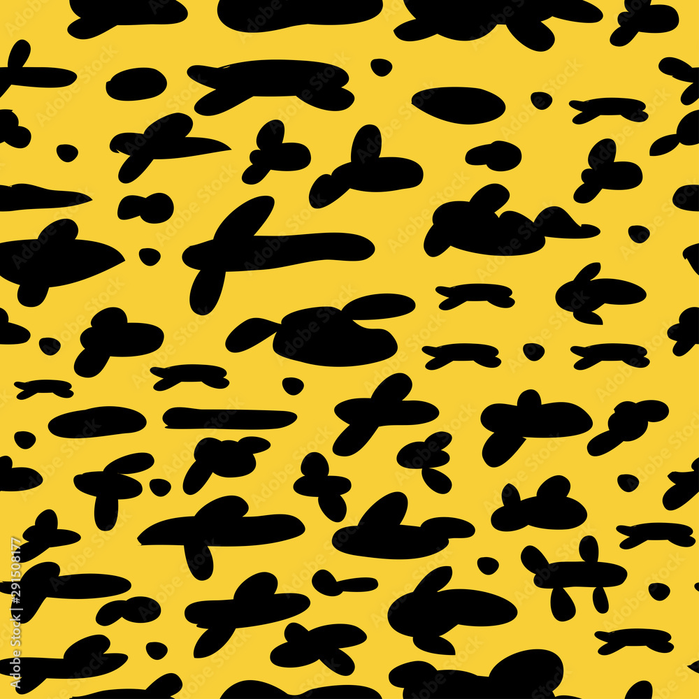 Vector seamless abstract pattern. Abstract black shapes on white background. Vector seamless abstract pattern. Abstract black shapes on white background.