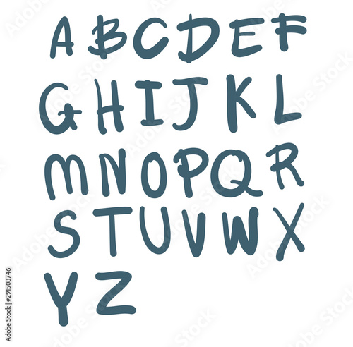 English alphabet with line drawing as vector
