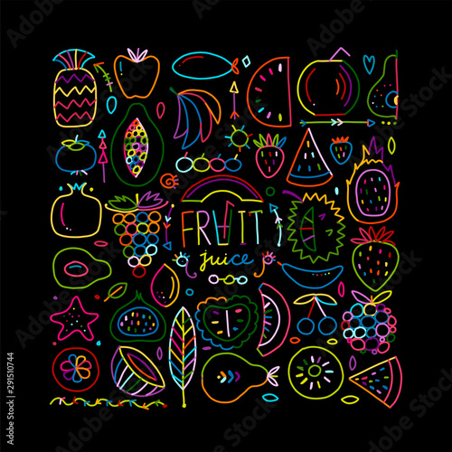Fruits collection, creative background for your design