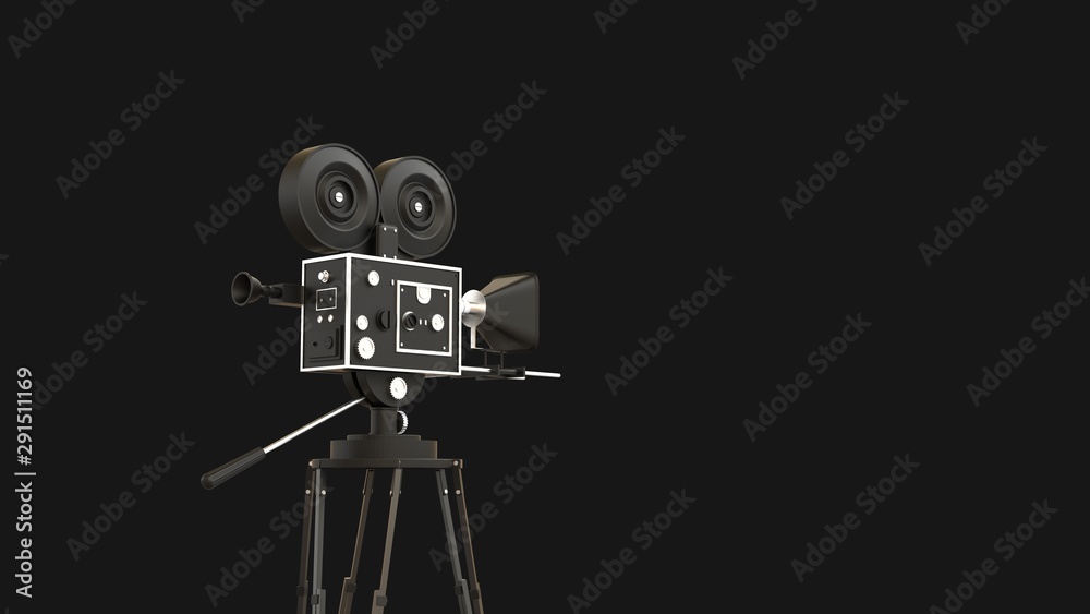 Obraz premium movie camera With a background in black 3D illustration 3D illustration