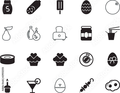 food vector icon set such as: noodle, juice, logotype, shish, jar, innovation, deadline, pepper, clock, seasoning, minute, mocha, citrus, gray, chinese, one, toast, champagne, jam, salt, half