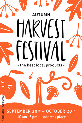 Harvest festival event template in hand drawn style.