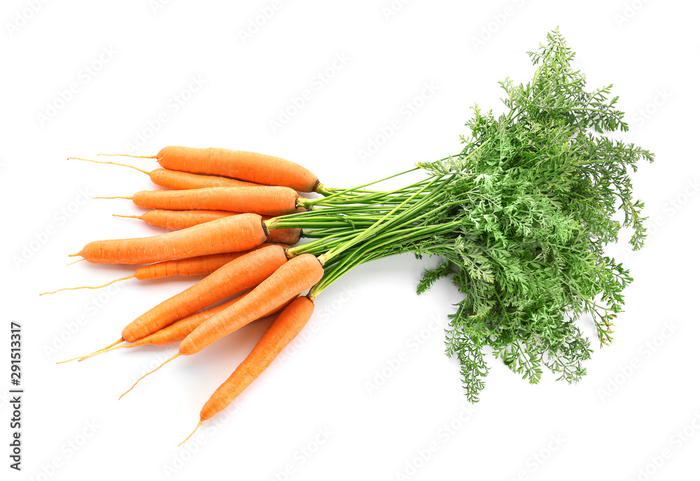 Fresh carrots on white background - obrazy, fototapety, plakaty 