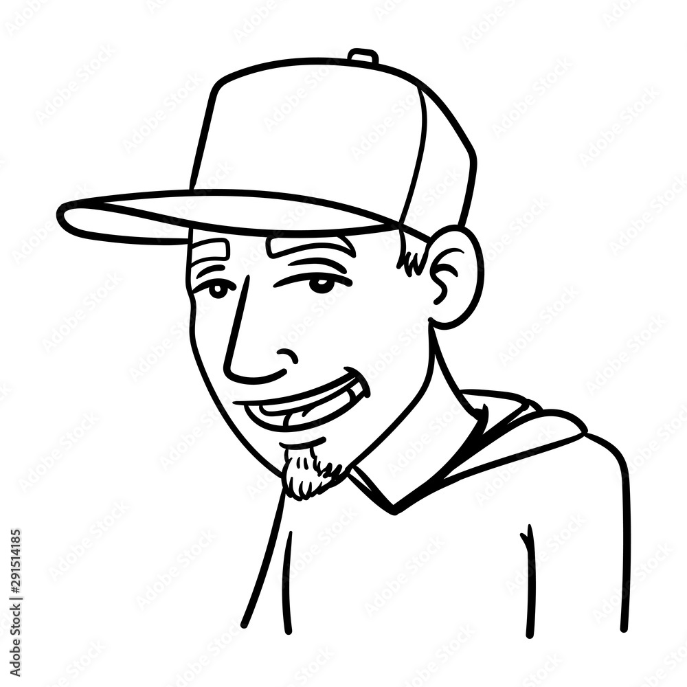 guys with hip hop cap. avatar, oldschool, laugh, cool, upper body, outline, comic.