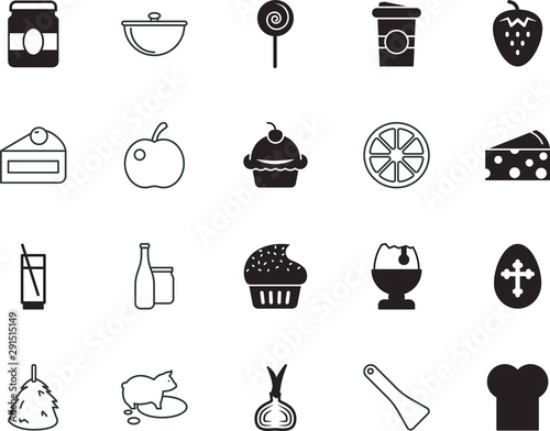 food vector icon set such as: piggy, marmalade, group, meadow, rye, factory, pin, fire, seed, business, shallot, gluten, ear, orange, cheese, round, iron, soda, cereal, wheat, hat, ingredient