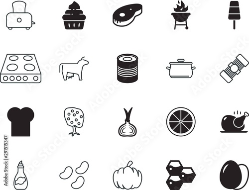 food vector icon set such as: celebration, sport, utensil, orange, icons, rice, eggs, drawn, grilling, linear, new, professional, spaghetti, root, blank, muffin, ham, calf, vitamin, millet, icecream