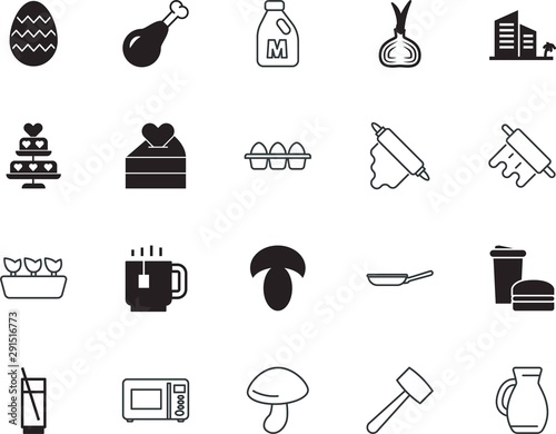 food vector icon set such as: journey, leaf, summer, oven, perfect, flavoring, garden, stroke, nobody, farm, architecture, pork, linear, hammer, pottery, taste, pool, fast, happy, tree, creamer