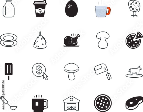 food vector icon set such as: taste, construction, head, bull, artistic, door, culinary, sheaf, jam, shop, online, bakery, haystack, bbq, bale, soup, spoon, auto, free, payment, gate, whisk, male