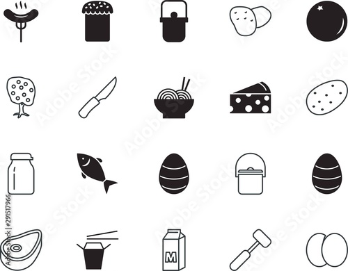 food vector icon set such as: stroke, adventure, action, wildlife, orchard, activity, ocean, tree, delivery, cute, editable, italian, religion, chinese, cap, china, sausage, seafood, paschal