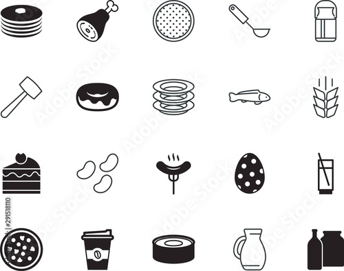 food vector icon set such as: whisk, donut, tank, mug, aquatic, pouring, home, egg, syrup, piece, sheaf, crop, rye, pattern, closeup, fruit, chef, doughnut, spring, easter, soda, preparation, seafood