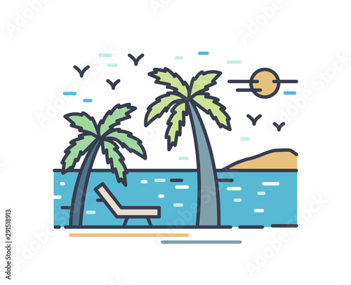 Outline colorful vacation scenery