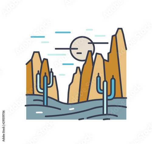 Linear sunny desert landscape