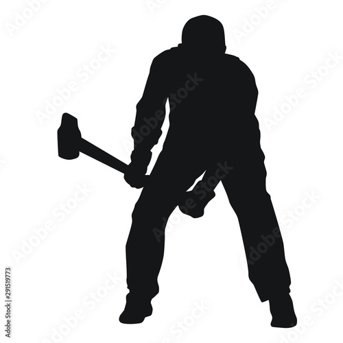 Worker Using Sledgehammer Silhouette