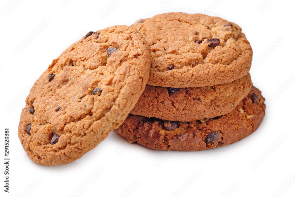 Chocolate chip cookies isolated on a white background Chocolate chip cookies isolated on a white background