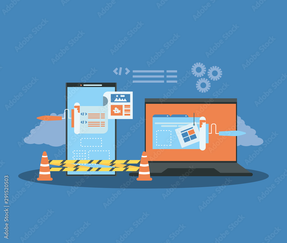 website under construction with desktop computer website under construction with desktop computer