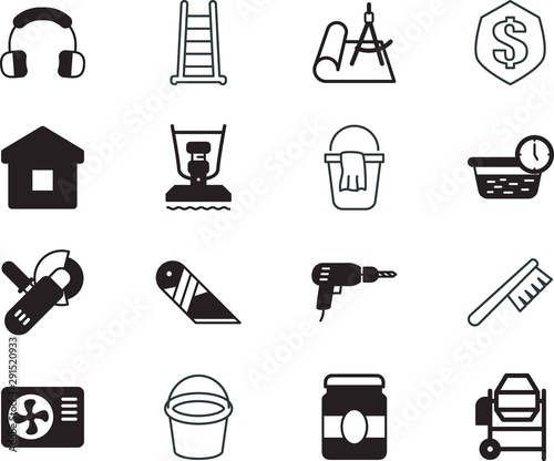 home vector icon set such as: signal, drafting, health, stereo, drawing, america, natural, resource, homemade, manufacture, improvement, tub, dust, housekeeping, studio, countdown, staircase, shield