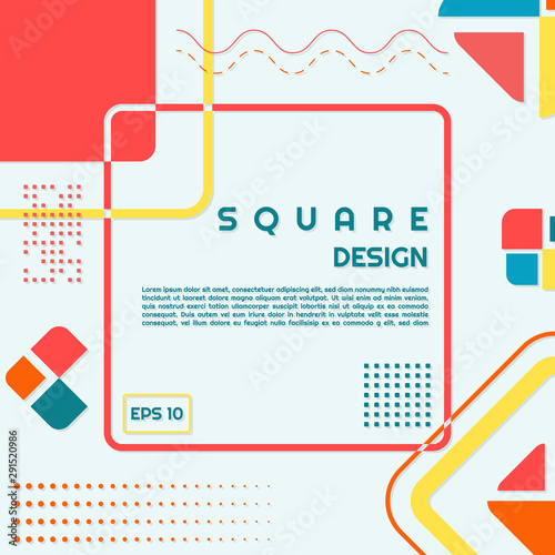 Square design modern shape style halftone colorful round memphis with space for your text