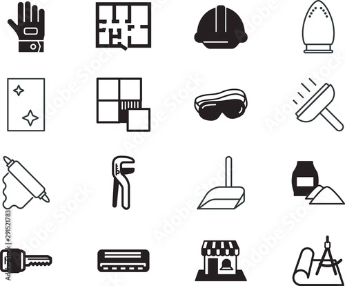 home vector icon set such as: device, innovation, plaster, sweep, interface, pack, laundry, blue, style, sponge, working, condition, concrete, system, dirty, manufacturing, wash, color, adjustable