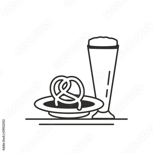 glass of beer and pretzel oktoberfest icon