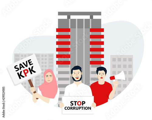 Hashtag Save KPK (Corruption Eradication Commission) Corruption Eradication Commission in Indonesia, the symbol protest of Indonesian citizen to government about the revision of law constitution