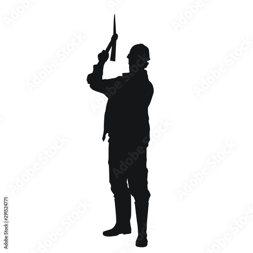 Worker Using Pickaxe Silhouette