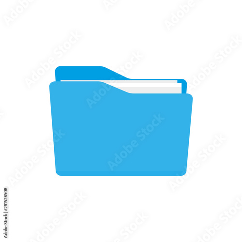 Blue Bright Folder Icon in OS X Yosemite Style. Isolated on white.