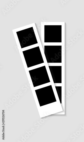 Photo booth pistures isolated on white background. Retro photoframe with shadow, realistic vector illustration