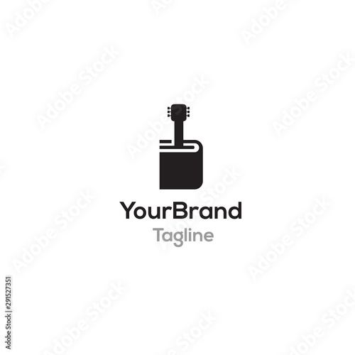 Book with guitar logo template
