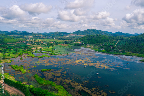 Aerial landscape of Chonburi province, Thailand. Aerial view from drone photo