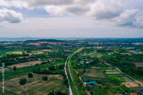 Aerial landscape of Chonburi province, Thailand. Aerial view from drone © Panwasin