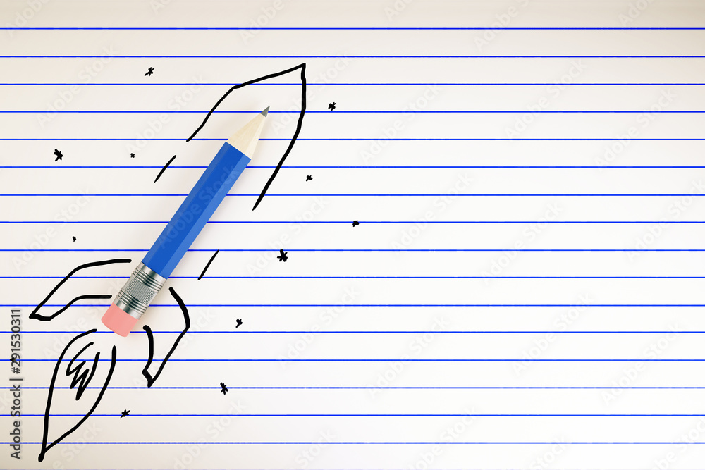 Abstract pencil rocket Stock Photo | Adobe Stock