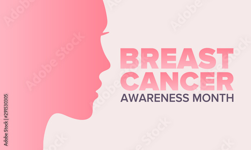 Breast Cancer Awareness Month in October. Woman healthcare. Celebrate annual. Medic concept. Girl solidarity. Cancer prevention. Female disease. Poster, greeting card, banner and background. Vector © scoutori