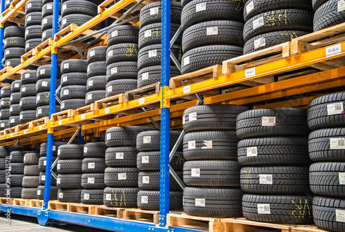 High rack in a tire warehouse