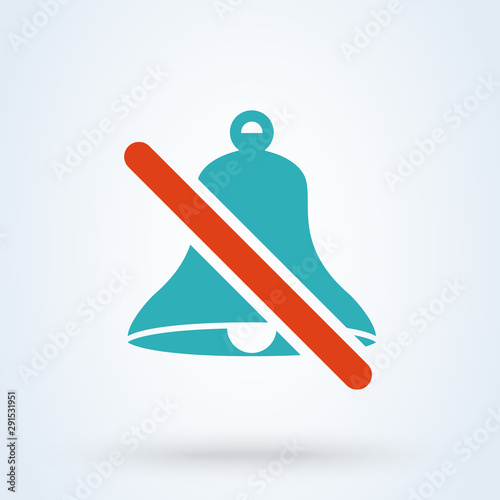 No Clock bell icon vector. Alarm and Prohibition sign