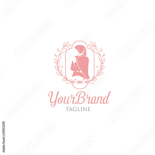 Hijab with floral logo template
