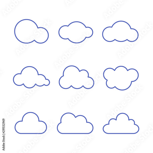 Cloud Icon Set. Vector isolated line flat illustration