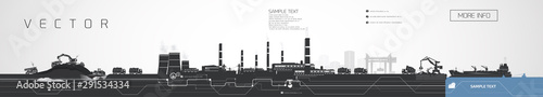 Mining and processing stages at the factory, infographic.