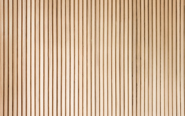 solid wooden battens wall pattern background with natural color finishing