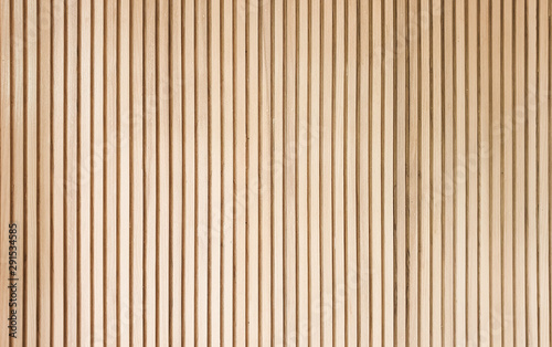 Fotografie, Obraz solid wooden battens wall pattern background with natural color finishing
