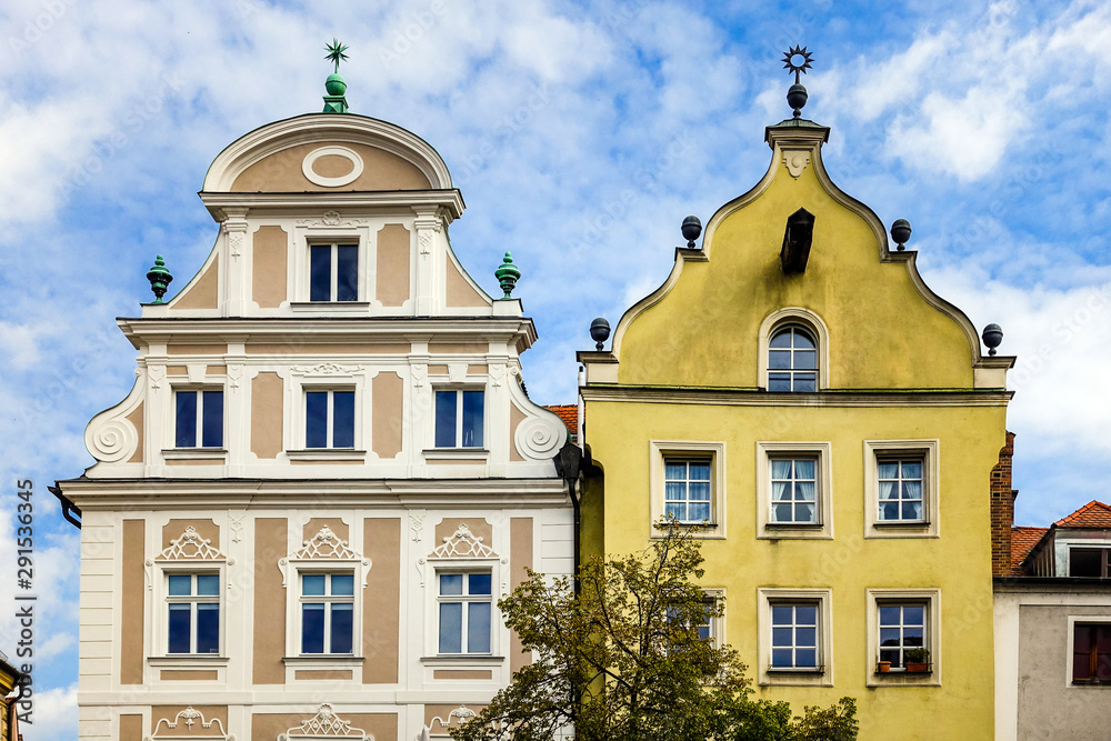 Regensburg, Germany: Facades and gables of historic architecture in Regensburg