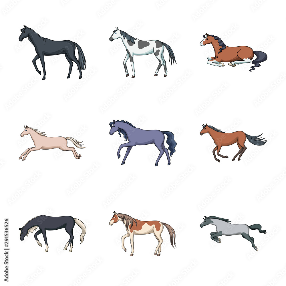 Vector design of animal and stallion sign. Collection of animal and farm vector icon for stock.