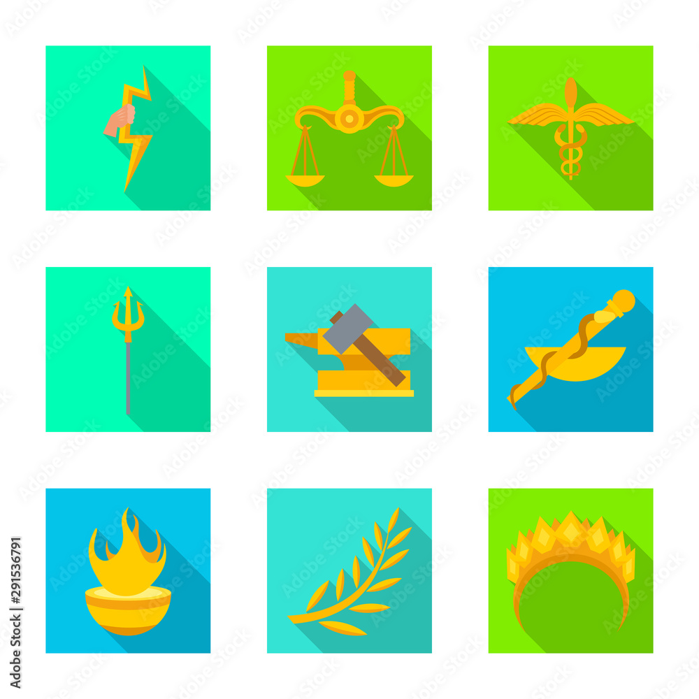 Vector design of deity and antique symbol. Set of deity and myths vector icon for stock.